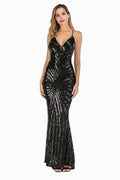 Women's Sexy Backless Sequin Cocktail Dress Black