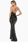Women's Sexy Backless Sequin Cocktail Dress