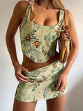 Women's Jacquard Corset Top & Mini Skirt Set