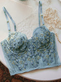 Women's Vintage Lace Embroidery Bustier Grey