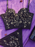 Women's Vintage Lace Embroidery Bustier Black-1