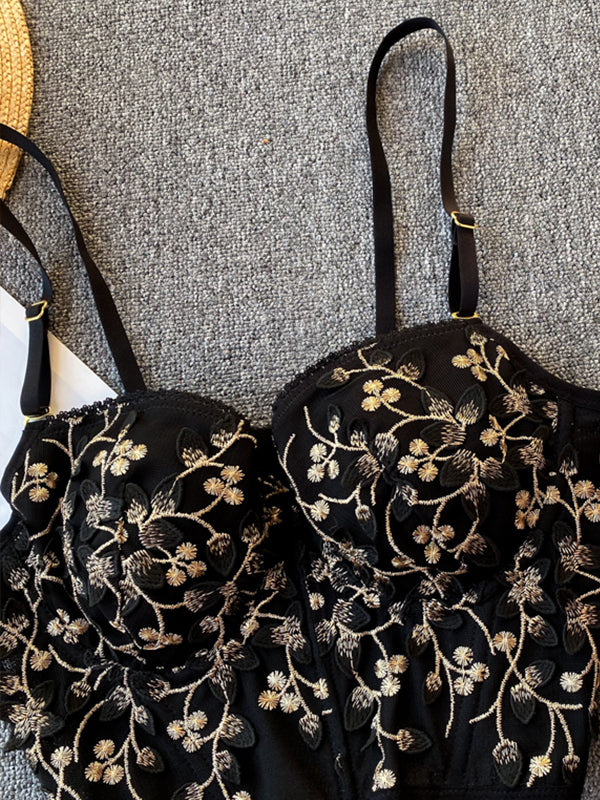 Women's Vintage Lace Embroidery Bustier