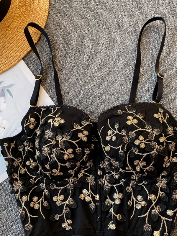 Women's Vintage Lace Embroidery Bustier