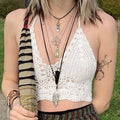 Women's Halter Crochet Knit Crop Cami Top