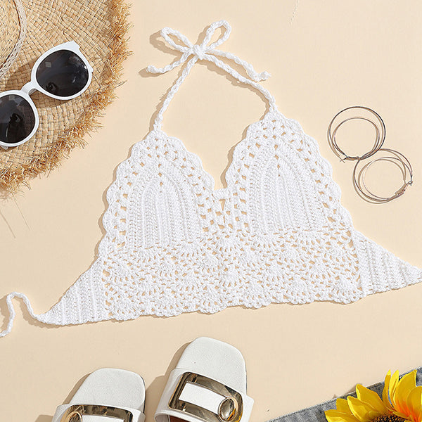 Women's Halter Crochet Knit Crop Cami Top