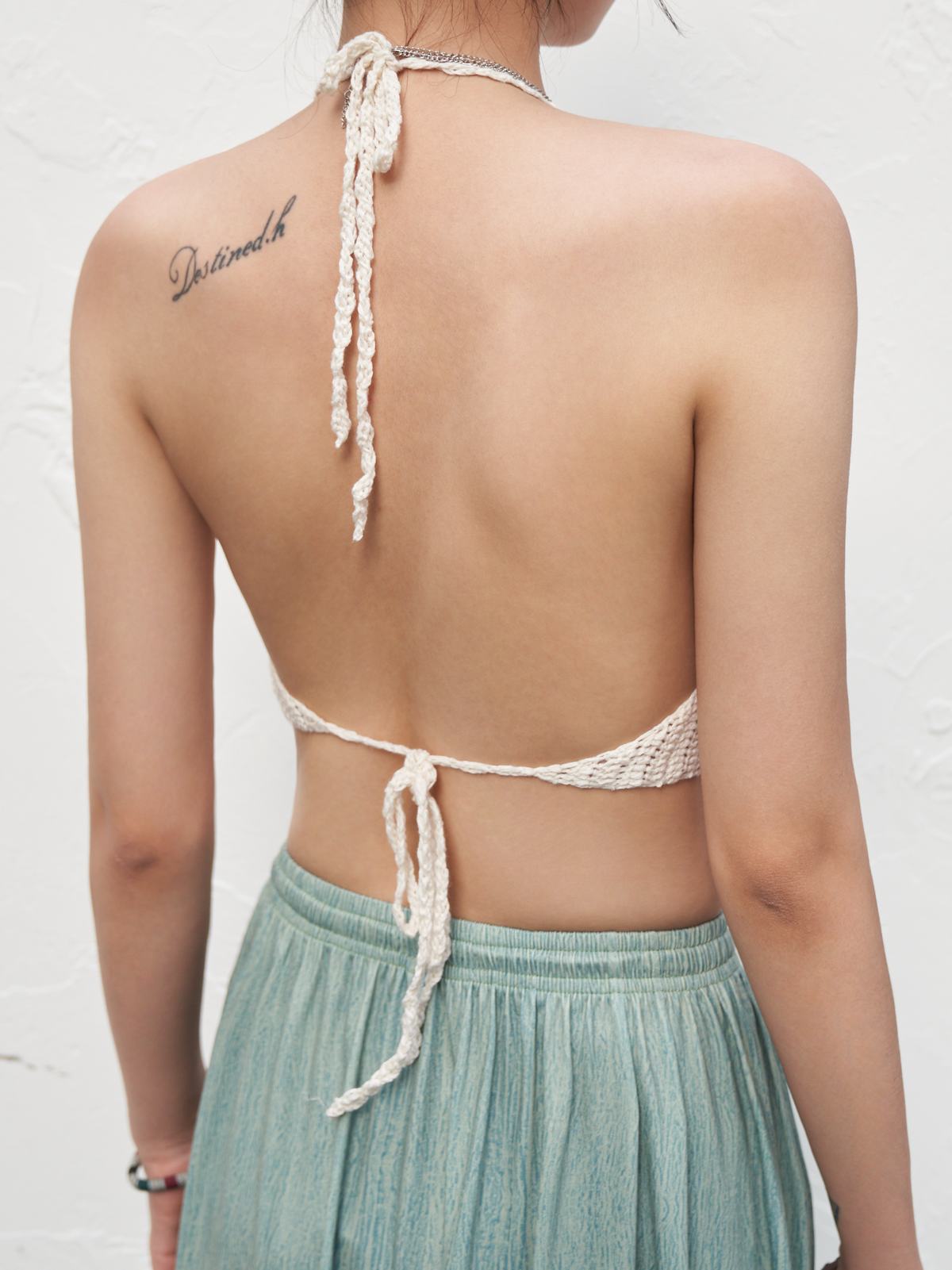 Women's Halter Crochet Knit Crop Cami Top