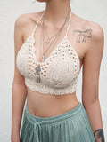 Women's Halter Crochet Knit Crop Cami Top