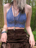 Women's Halter Crochet Knit Crop Cami Top