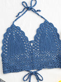 Women's Halter Crochet Knit Crop Cami Top