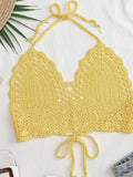 Women's Halter Crochet Knit Crop Cami Top