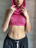 Women's Hooded Crochet Knit Cropped Tank Top
