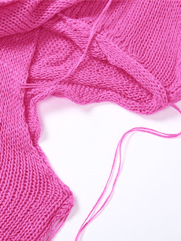 Women's Hooded Crochet Knit Cropped Tank Top