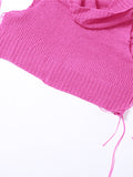 Women's Hooded Crochet Knit Cropped Tank Top