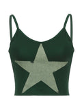 Women's Star Print Knitted Crop Cami Top