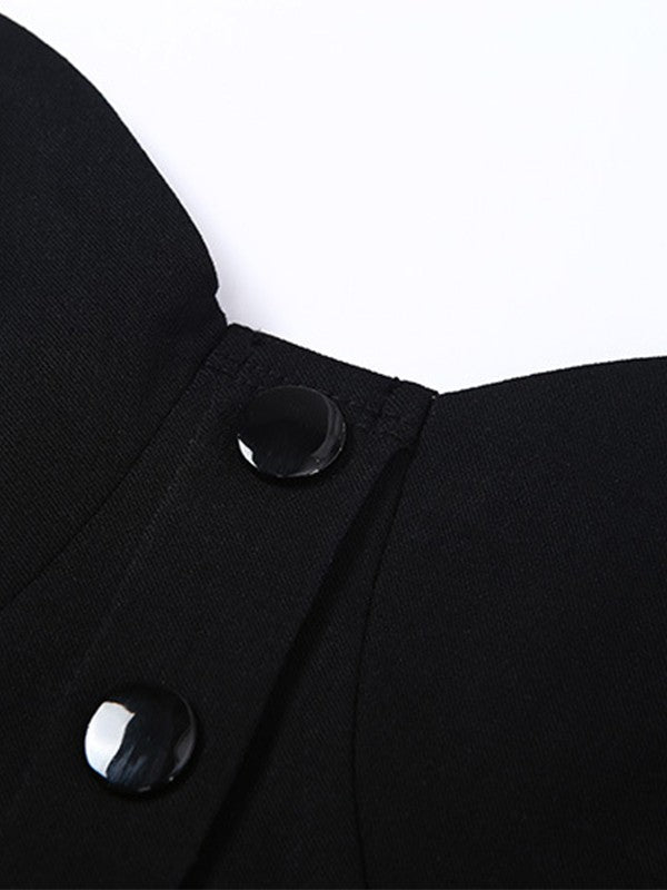 Women's Black Button Down Corset Top