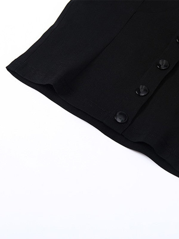 Women's Black Button Down Corset Top