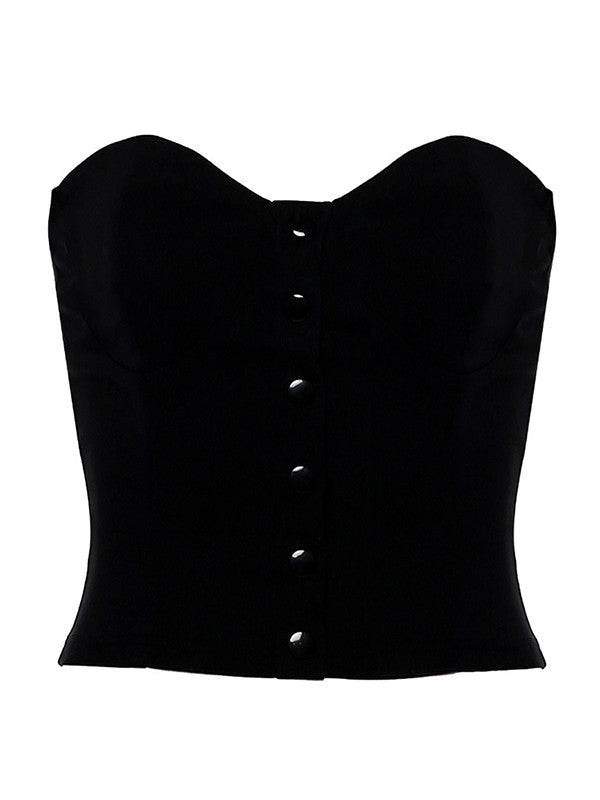 Women's Black Button Down Corset Top