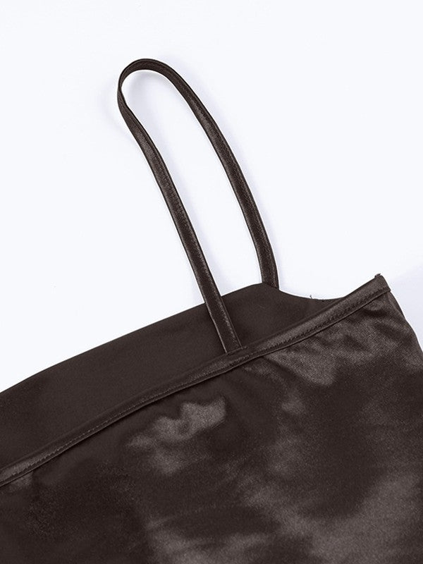 Women'sCropped Solid Color Satin Corset Top