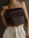 Women'sCropped Solid Color Satin Corset Top