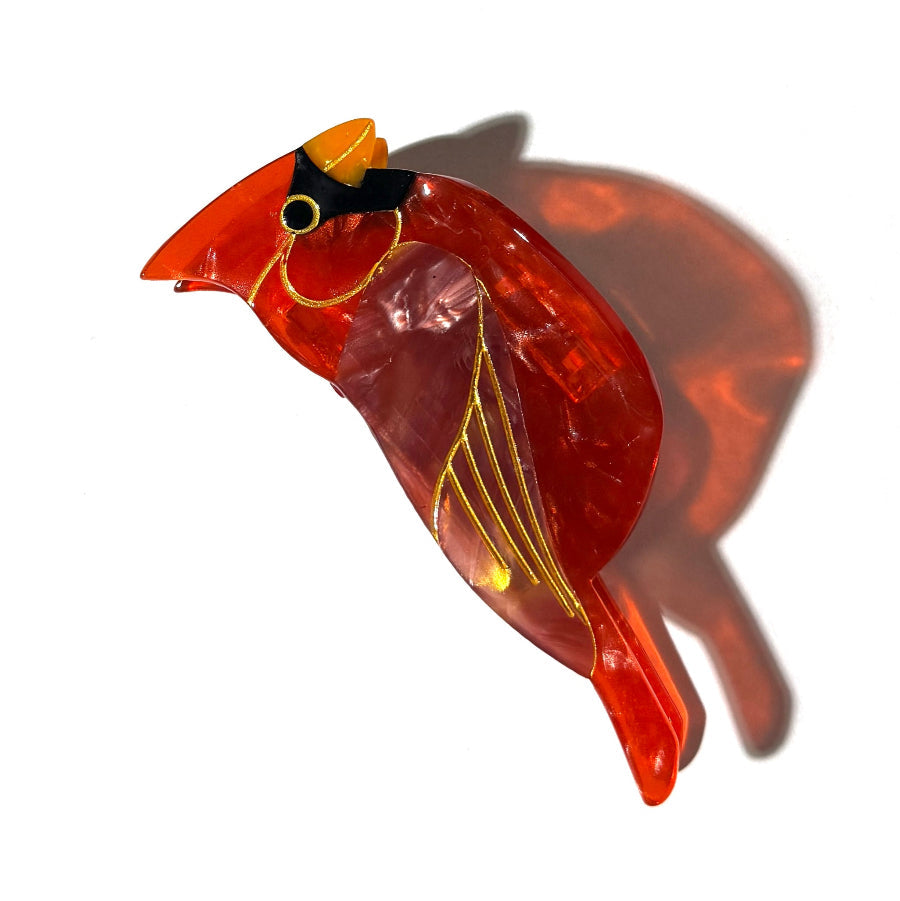Alorar cardinal bird hair claw clamp featuring a vibrant red and black design, perfect for securing hairstyles.