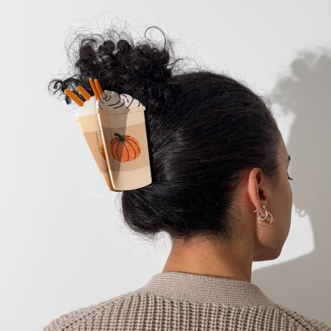 Large Pumpkin Spice Latte Hair Claw Clip