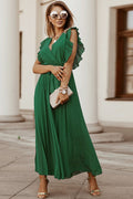 Women's Pleated Maxi Dress Green