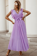 Women's Pleated Maxi Dress Purple