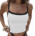 Women's Contrast Trim Vintage Crop Cami Top White