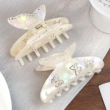 Hollow Rhinestone Butterfly Claw Clip