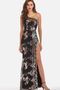 Women's Shining Sequin Highly Split Maxi Dress Black