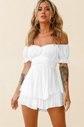 Women's Boho Off Shoulder Romper White