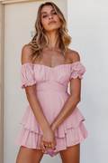 Women's Boho Off Shoulder Romper Pink