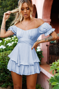 Women's Boho Off Shoulder Romper Blue