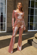 Women's Marissa Sequin Jumpsuit Rose Gold