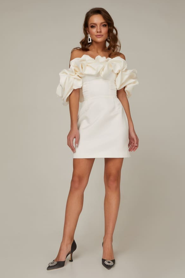 Women's Elastic Mystic Satin Dress Ivory