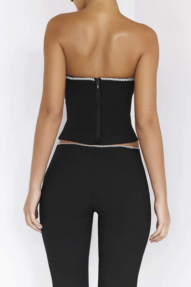 Women's Crystal Trimmed Corset + Embellished Trousers Set