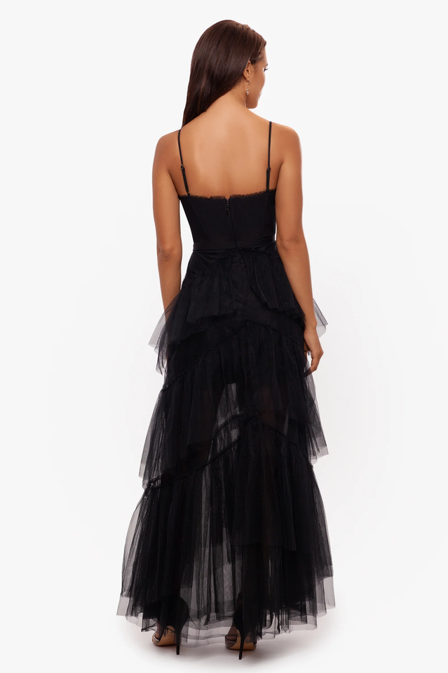 Women's Jasmine Long Spaghetti Strap Mesh Corset Gown