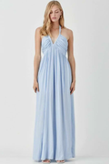 Women's Olivia Misty Blue Halter Maxi Dress Blue