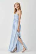 Women's Olivia Misty Blue Halter Maxi Dress