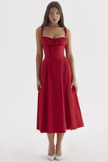 Women's Carmen Bustier Sundress Red Rose