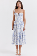 Women's Carmen Bustier Sundress Blue Print