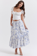 Women's Aitana Blue Print Top + Skirt Set