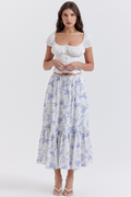 Women's Aitana Blue Print Top + Skirt Set