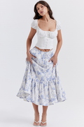 Women's Aitana Blue Print Top + Skirt Set