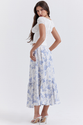 Women's Aitana Blue Print Top + Skirt Set