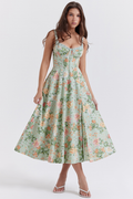 Women's Sabrina Light Jade Print Bustier Sundress