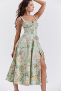 Women's Sabrina Light Jade Print Bustier Sundress