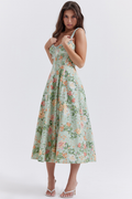 Women's Sabrina Light Jade Print Bustier Sundress