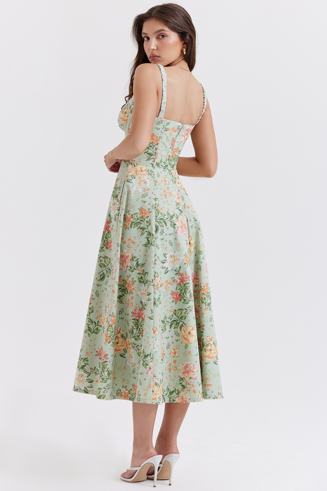 Women's Sabrina Light Jade Print Bustier Sundress