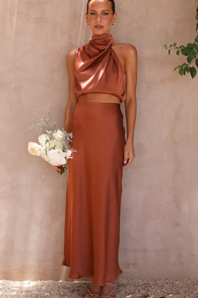Women's Esther Top + Maxi Skirt Set Copper